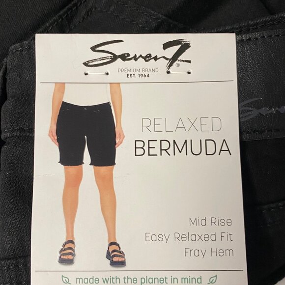 Seven7 Womens Relaxed Bermuda Shorts Black Cotton Blend Size 8 NWT - Picture 7 of 10